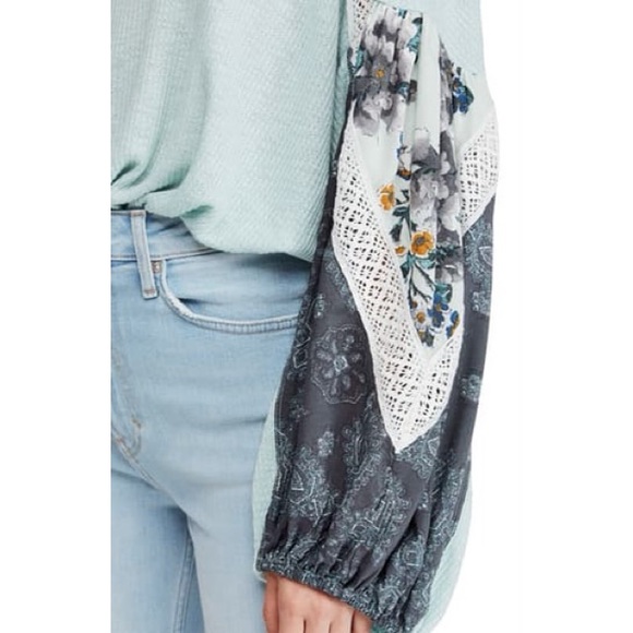 Free People Mint Sweater Long Sleeve Floral Large - Picture 9 of 12